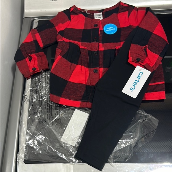 Carter's Other - Girls 12 month buffalo plaid Christmas new nwt top shirt legging family matching